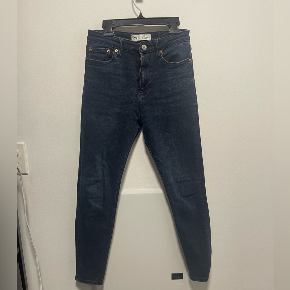 Zara high rise skinny jeans dark blue